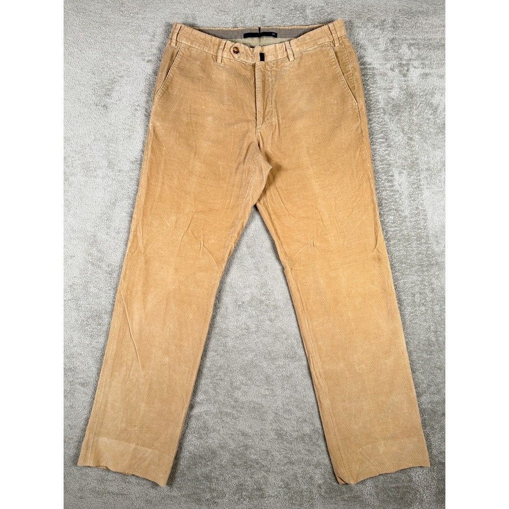 Incotex 1951 Mens 34x32 Beige Tan Corduroy Straight Leg Trousers Chinos